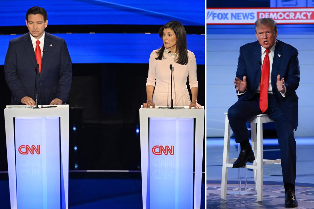 Ron DeSantis and Nikki Haley avoid question about Trump's character during debate