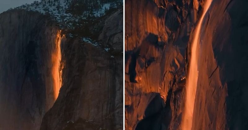 Spectacular Yosemite firefall turns into a fire