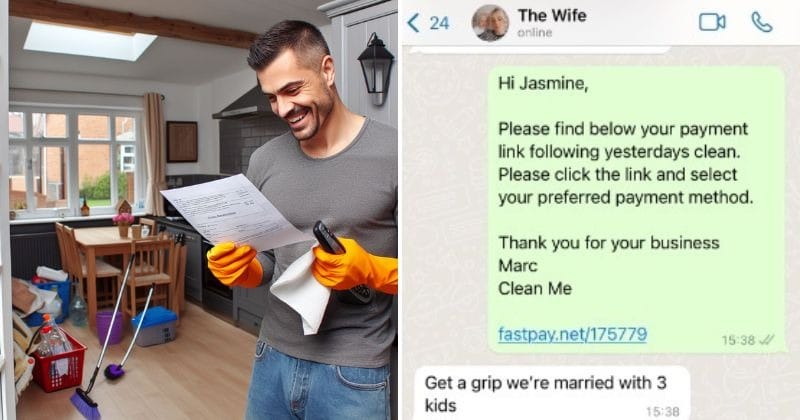 UK man deep cleans his house for six hours and sends his wife a 74,000 bill as a joke