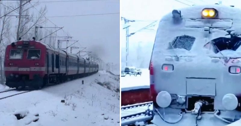 Captivating video of train journey through snowy Jammu and Kashmir