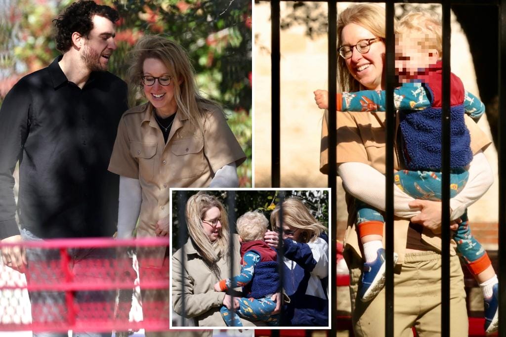 Happy Theranos scammer Elizabeth Holmes marks 40 years behind bars with her husband and children