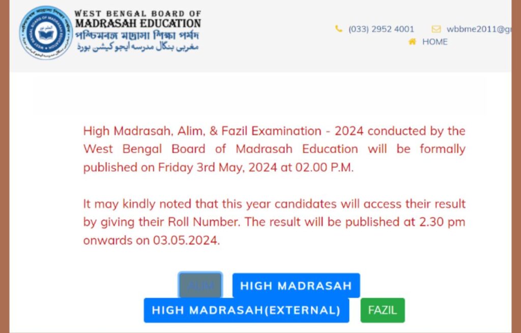 WBBME Result 2024 Out Today, WB Board High Madrasah Result Link, Alim ...